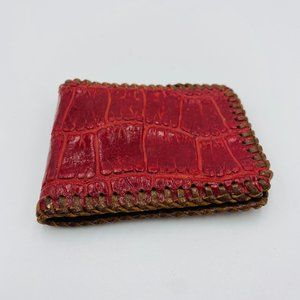 Small Vintage Childs Wallet Red and Brown Leather